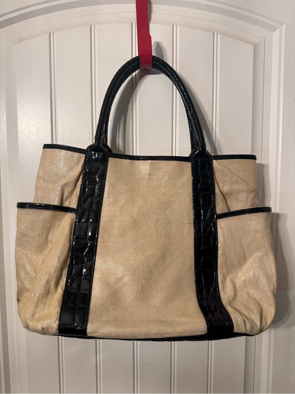 Ballard Designs black and cream tote bag